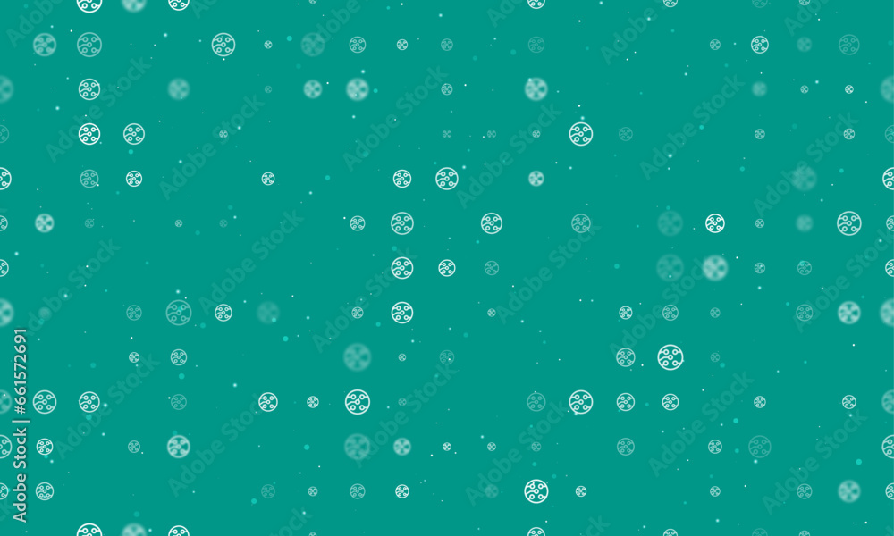 Poster seamless background pattern of evenly spaced white electrical board symbols of different sizes and o