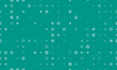 Seamless background pattern of evenly spaced white electrical board symbols of different sizes and opacity. Vector illustration on teal background with stars