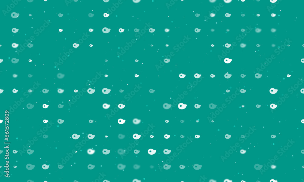Poster seamless background pattern of evenly spaced white steak symbols of different sizes and opacity. vec