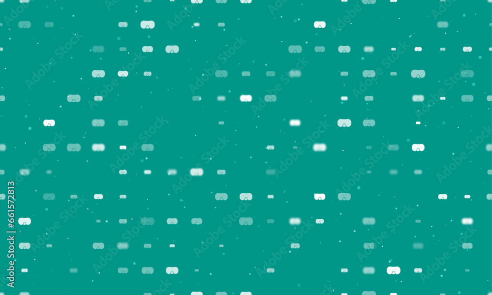 Poster seamless background pattern of evenly spaced white diving goggles symbols of different sizes and opa