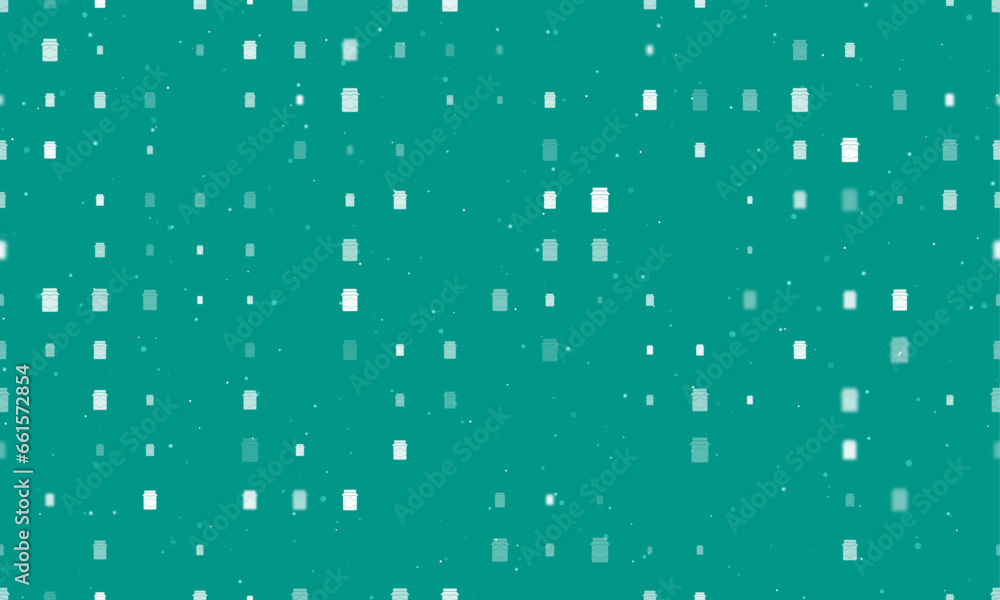 Poster seamless background pattern of evenly spaced white jar of jam symbols of different sizes and opacity