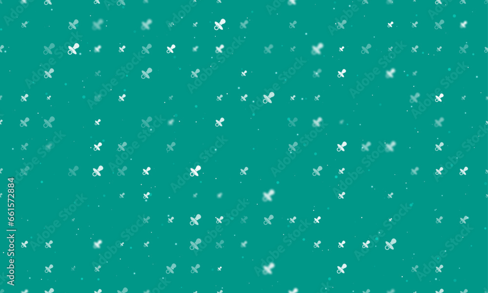 Poster seamless background pattern of evenly spaced white nipple symbols of different sizes and opacity. ve