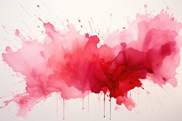 A painting of red paint splattered on a white wall. Imaginary illustration.