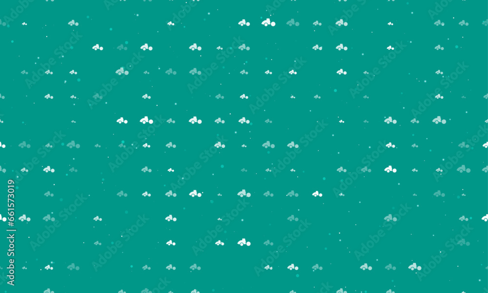 Poster seamless background pattern of evenly spaced white road roller symbols of different sizes and opacit