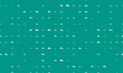 Seamless background pattern of evenly spaced white road roller symbols of different sizes and opacity. Vector illustration on teal background with stars