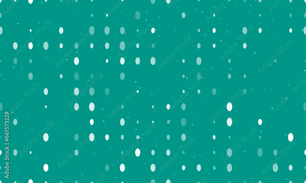 Poster seamless background pattern of evenly spaced white ellipse symbols of different sizes and opacity. v