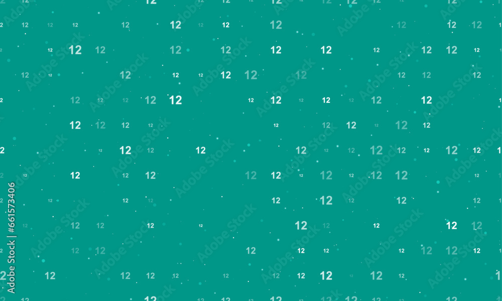 Poster seamless background pattern of evenly spaced white twelve numbers of different sizes and opacity. ve