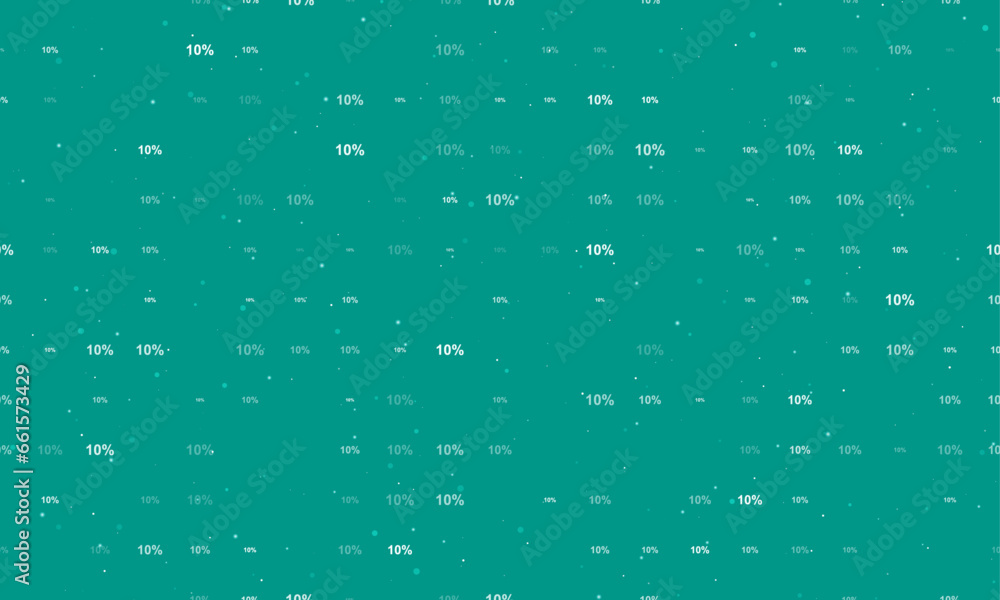 Poster seamless background pattern of evenly spaced white 10 percent symbols of different sizes and opacity
