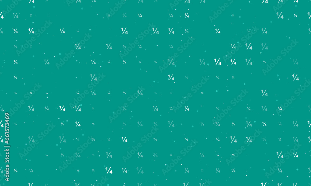Poster seamless background pattern of evenly spaced white quarter fraction symbols of different sizes and o