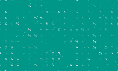 Seamless background pattern of evenly spaced white three quarters symbols of different sizes and opacity. Vector illustration on teal background with stars