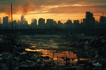 Apocalyptic scene of a bombed city. Generative AI