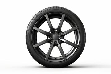 Obraz premium Black tire on white background with shadow effect photo.