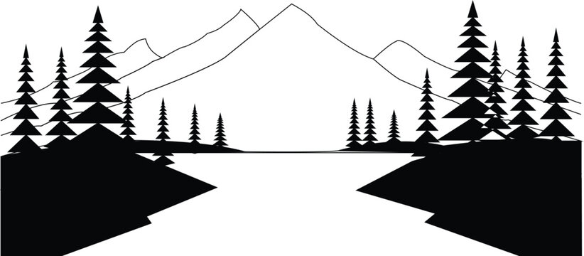 Mountains Svg - Mountain Clipart - Pine Tree Svg - Outdoors Svg - Mountain Silhouette - Cut File For Cricut svg, png, jpg dxf, eps files