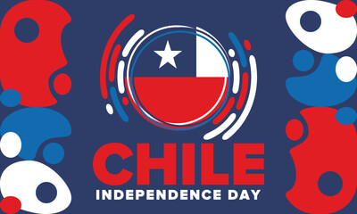 Chile Independence Day. Happy national holiday Fiestas Patrias. Freedom day. Celebrate annual in September 18. Chile flag. Patriotic chilean design. Poster, card, banner, template, background. Vector