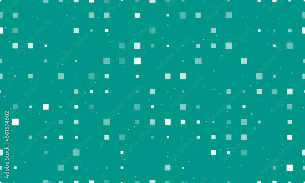 Poster seamless background pattern of evenly spaced white rounded square symbols of different sizes and opa