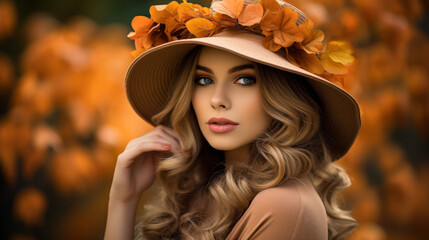 Beautiful young woman in autumn park. Beauty, fashion. Optics.