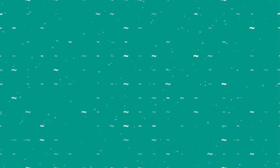 Seamless background pattern of evenly spaced white tilde symbols of different sizes and opacity. Vector illustration on teal background with stars