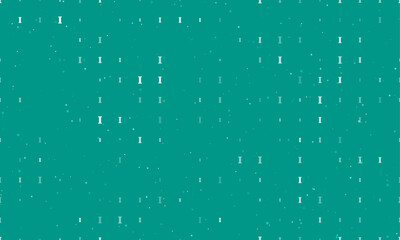 Seamless background pattern of evenly spaced white capital letter I symbols of different sizes and opacity. Vector illustration on teal background with stars