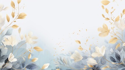 Fototapeta na wymiar Photo of a vibrant floral painting on a serene blue canvas