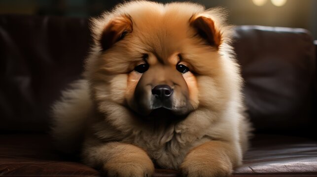 Adorable Chow Chow puppy with its captivating puppy dog eyes, a loyal and fluffy companion to brighten your designs
