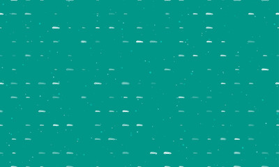 Seamless background pattern of evenly spaced white car symbols of different sizes and opacity. Vector illustration on teal background with stars