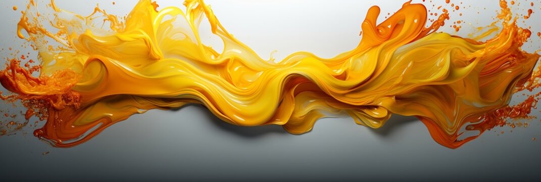 yellow and orange splash forming beautiful swirls isolated on white background