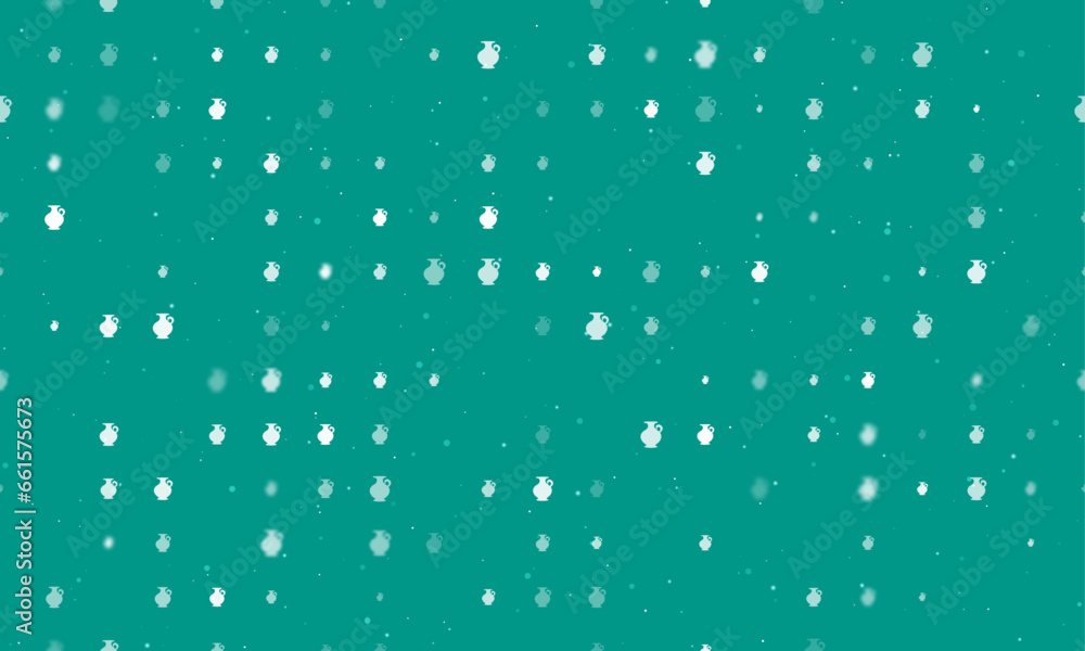 Poster seamless background pattern of evenly spaced white antique vase symbols of different sizes and opaci