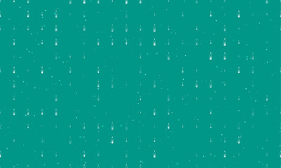 Seamless background pattern of evenly spaced white the world in a bottle symbols of different sizes and opacity. Vector illustration on teal background with stars