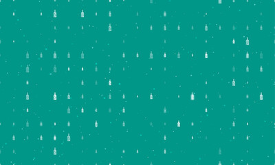 Seamless background pattern of evenly spaced white a branch in a bottle symbols of different sizes and opacity. Vector illustration on teal background with stars