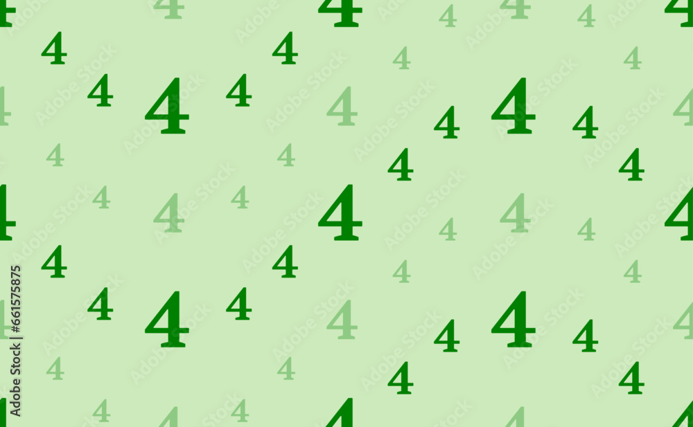Poster seamless pattern of large and small green number four symbols. the elements are arranged in a wavy. 