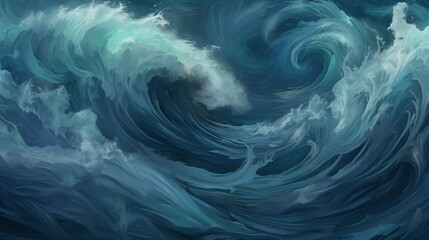 ocean depths print in the style of loose brushwork.Generative AI