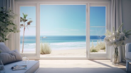 ocean view from the large glass door of the house