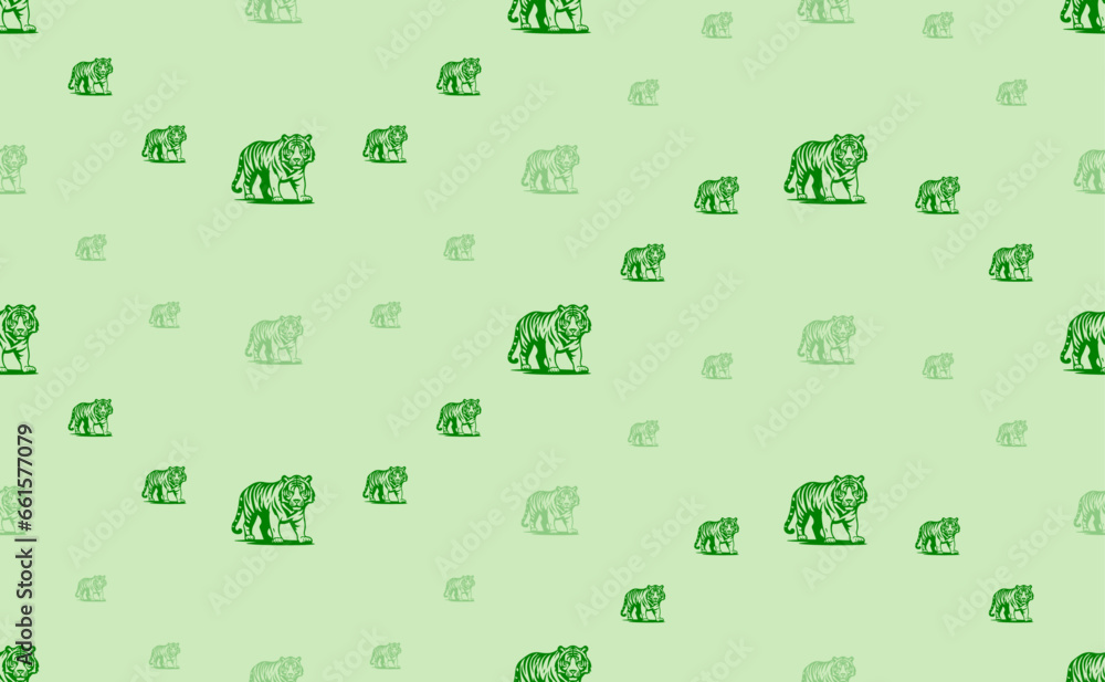 Aufkleber seamless pattern of large and small green tiger symbols. the elements are arranged in a wavy. vector