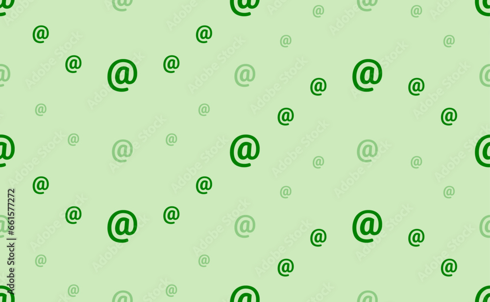 Poster seamless pattern of large and small green at symbols. the elements are arranged in a wavy. vector il