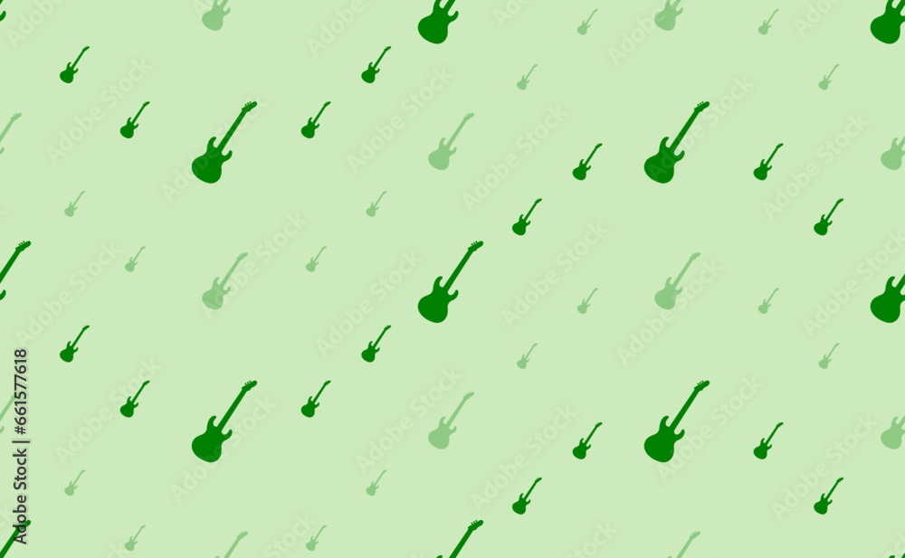 Poster seamless pattern of large and small green guitar symbols. the elements are arranged in a wavy. vecto