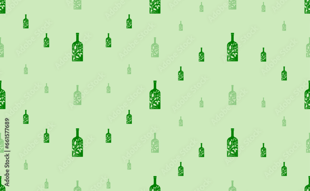 Poster seamless pattern of large and small green a branch in a bottle symbols. the elements are arranged in