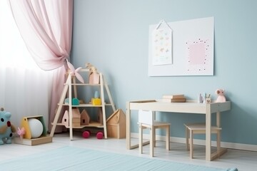 Table frame in a child's room. Generative AI