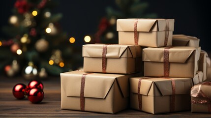 Christmas Present Boxes: Festive Shipping and Delivery Concept