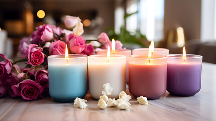 colorful candles in glass beautiful classic look