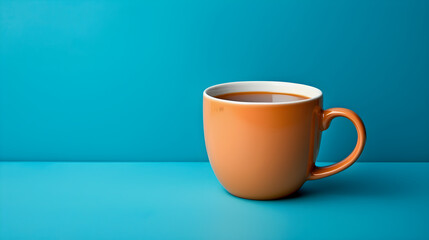 Coffee or tea cup blue background