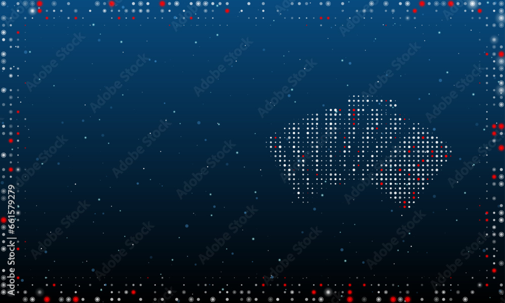 Poster on the right is the playings symbol filled with white dots. pointillism style. abstract futuristic f