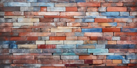 AI Generated. AI Generative. Bright color brick wall decoration texture background template. Can be used for graphic purpose
