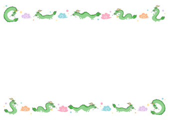かわいい龍のフレームイラスト