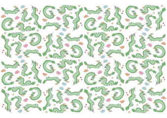 かわいい龍の模様イラスト