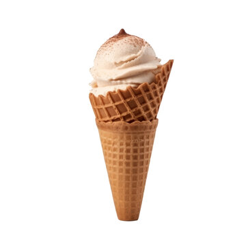 chocolate cone ice cream on isolated transparent  background generative ai
