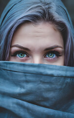 A portrait of the beautiful eyes of a young woman