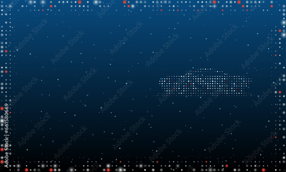 Poster on the right is the future car symbol filled with white dots. pointillism style. abstract futuristic