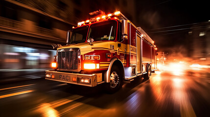 Fototapeta na wymiar Fire truck rushing to scene of emergency ,generative ai