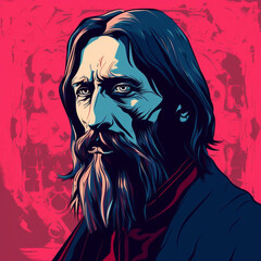 Imaginary Portrait of Rasputin, Russian sorcerer, ia generated