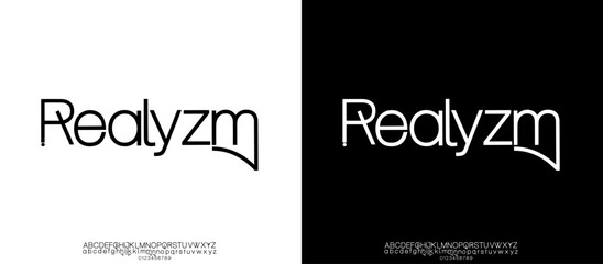 Abstract minimal modern alphabet fonts. Typography technology vector illustration